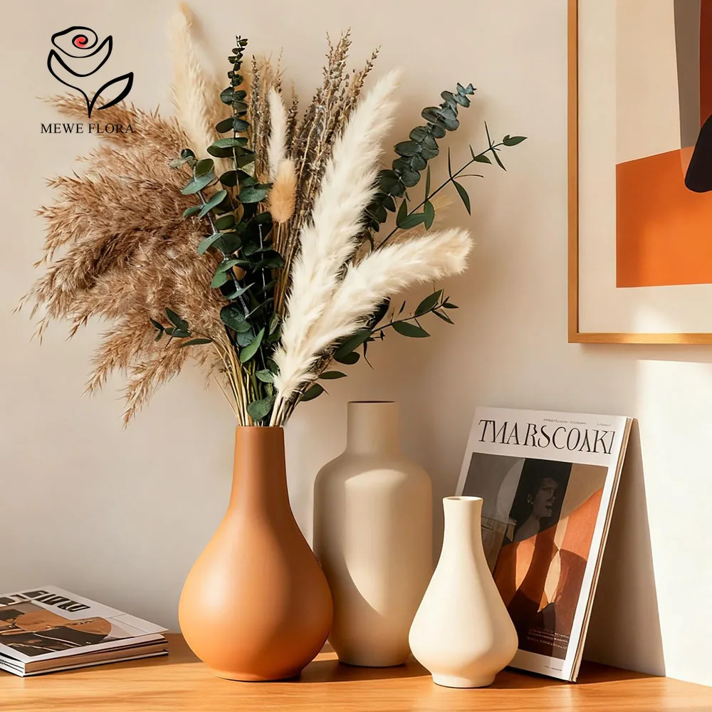 92 سيقان الزهور المجففة الاصطناعية بامباس العشب الأخضر أوراق الأوكالبتوس باقة لترتيبات المنزل ريفي الجدول زهرية حشو #1