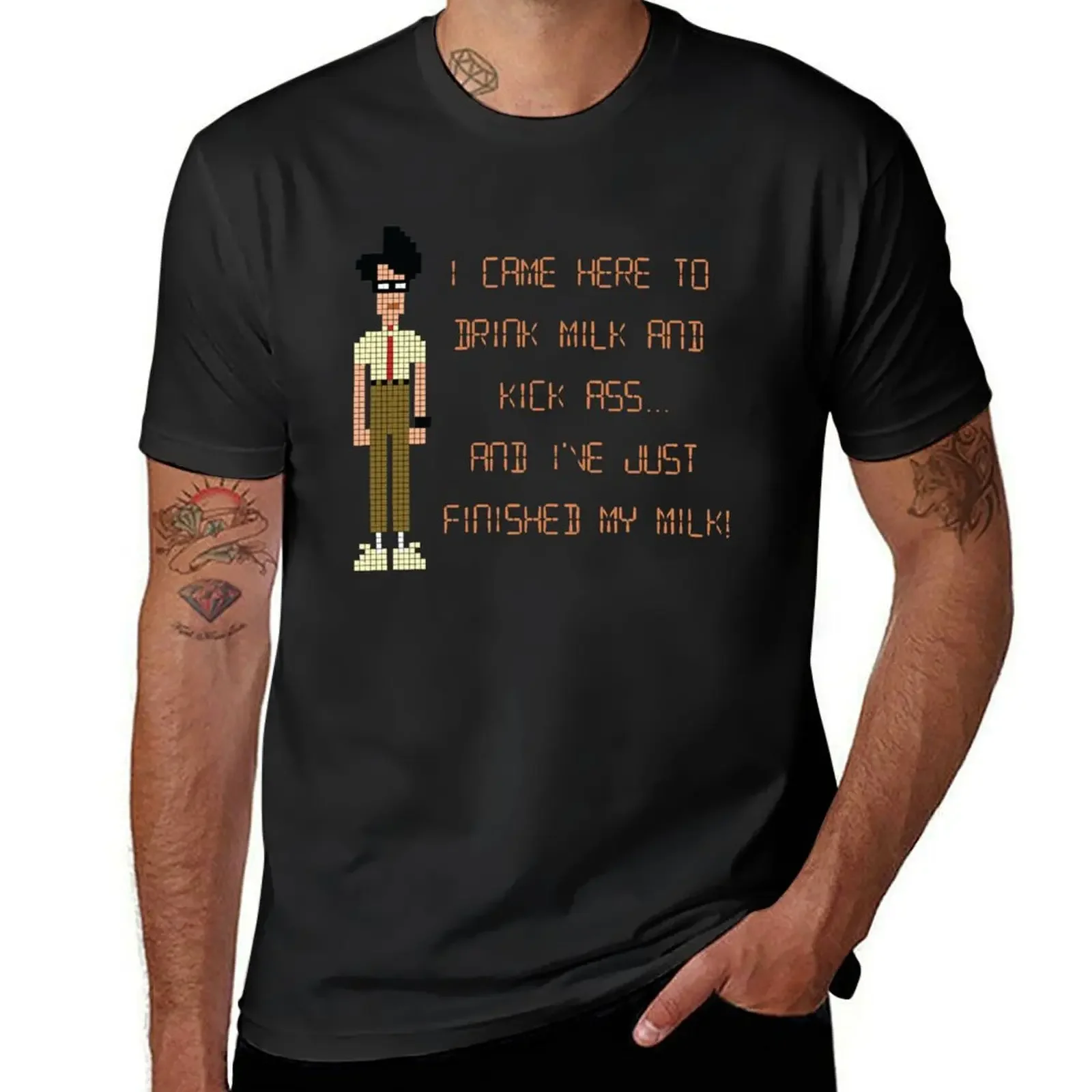 The IT Crowd – I Came Here to Drink Milk and Kick Ass T-Shirt blanks man clothes mens big and tall t shirts