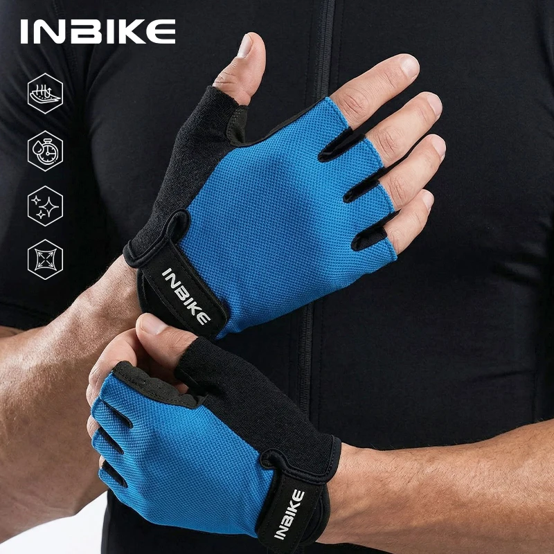 

INBIKE Bike Gloves for Men Women with Anti-Slip Shock-Absorbing Pad Lightweight Summer Half-Finger Cycling Gloves for Road Bike