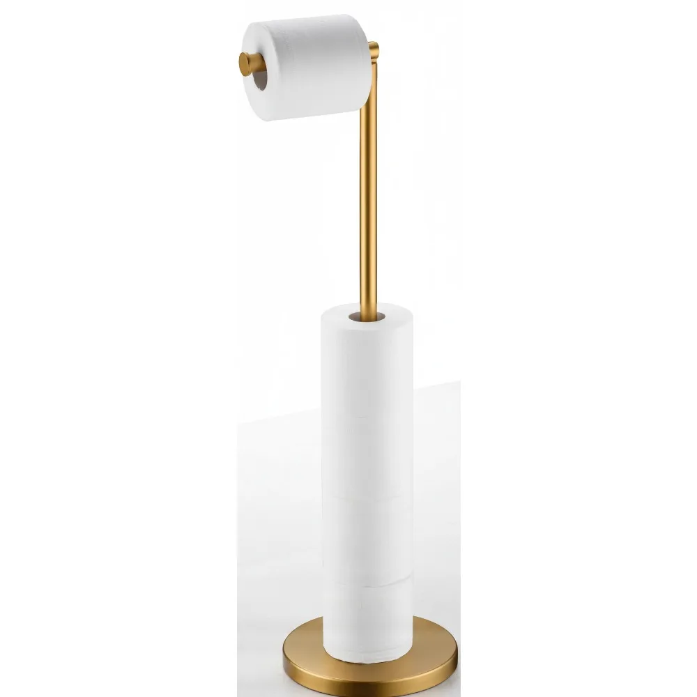 

Rustproof Stainless Steel Toilet Paper Holder Stand with Heavy Base, No Drill Installation for Modern Bathrooms