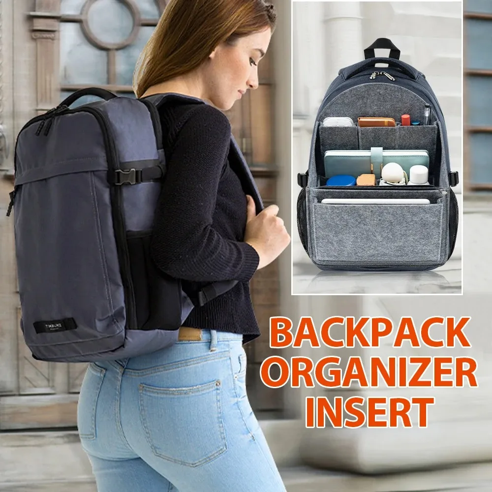 DIY Felt Backpack Organizer Multi-layered Zippered Schoolbag Liner Thickened Large Capacity Travel Cosmetic Bag Student