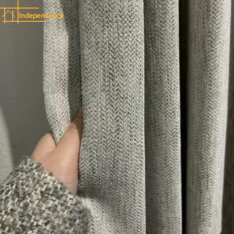 

Black Gray Milk Tea Jacquard Chenille Thick Shading Warm Insulation Curtains for Living Room Bedroom Balcony Customized Villa