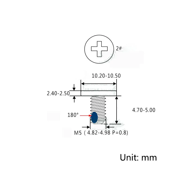 100Pcs CM5*5mm Nickel Plated Steel Cross Phillips Ultra Thin Low Flat Head Screw Anti Loosening of Rear Glue Application Bolt