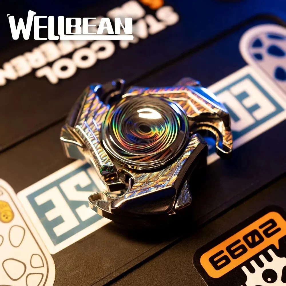 WELIBEAN S.S Colorful Hidden Blade Tuning Fork Side-Open Armor Fidget Spinner EDC Stress Relief Toy Gift For Men