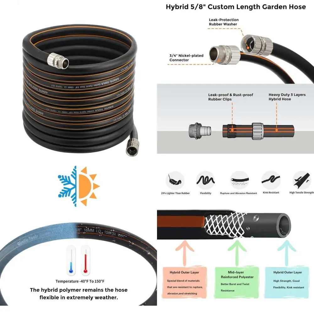 

Сверхмощный гибкий резиновый садовый шланг без узлов длиной 75 футов — нестандартная длина, герметичный водяной шланг для использования на открытом воздухе