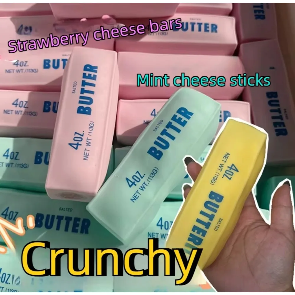 Butter Stick Squishy Stress Ball Fidget Toy Crunchy Squeeze Toy Round Blocks Filled ASMR Anti Stress Release Hand Relax Gift Toy