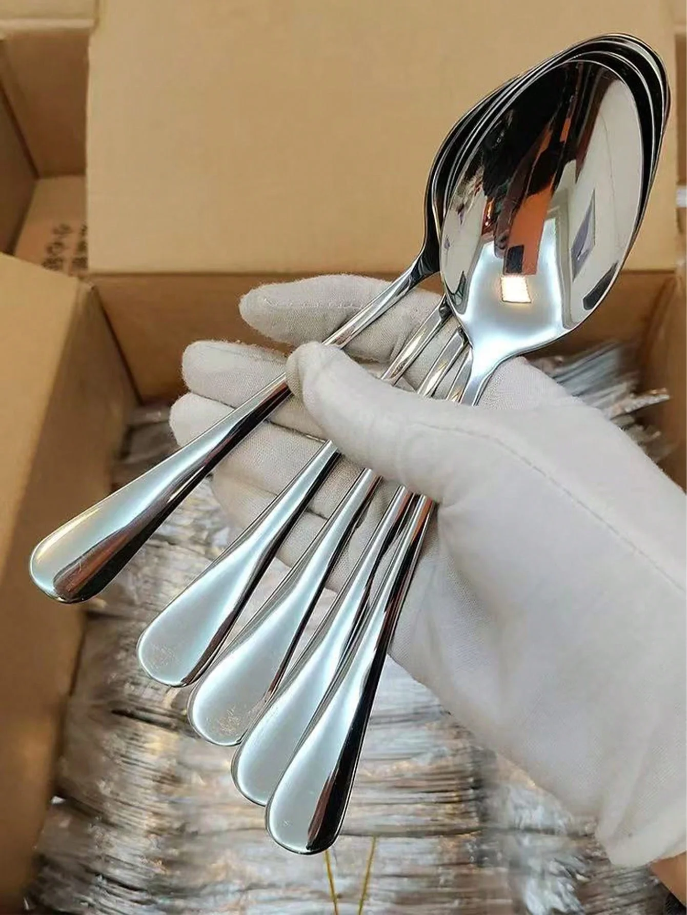 German Five-Piece Set of Stainless Steel Spoons, Mixing Spoons, Household Soup Spoons, Children's Rice Spoons, Dining Spoons, Western-Style Spoons, 5Pcs