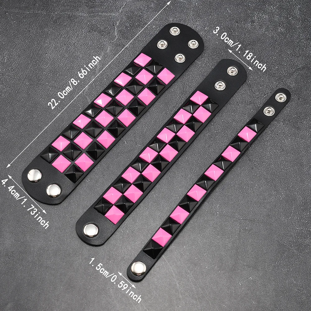 3pcs/set Studded bracelet for Men Women Goth Leather Wristband Y2k Bracelet Punk Rock Jewelry Scene Emo Accessories