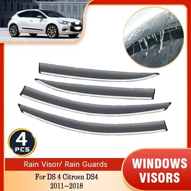 Window Visor For DS 4 Citroen DS4 2011 2012 2013 2014 2015 2016 2017 2018 Side Door Visor Sun Rain Guards ventilation Deflector