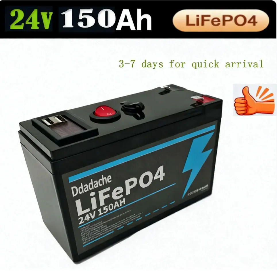 Lithium 24V 150Ah LiFePO4 Deep Cycle 4000+ Zyklen Akku Wiederaufladbare Batterie für Beleuchtung, Power Wheels, Solar-/Windkraft, kleine USVs