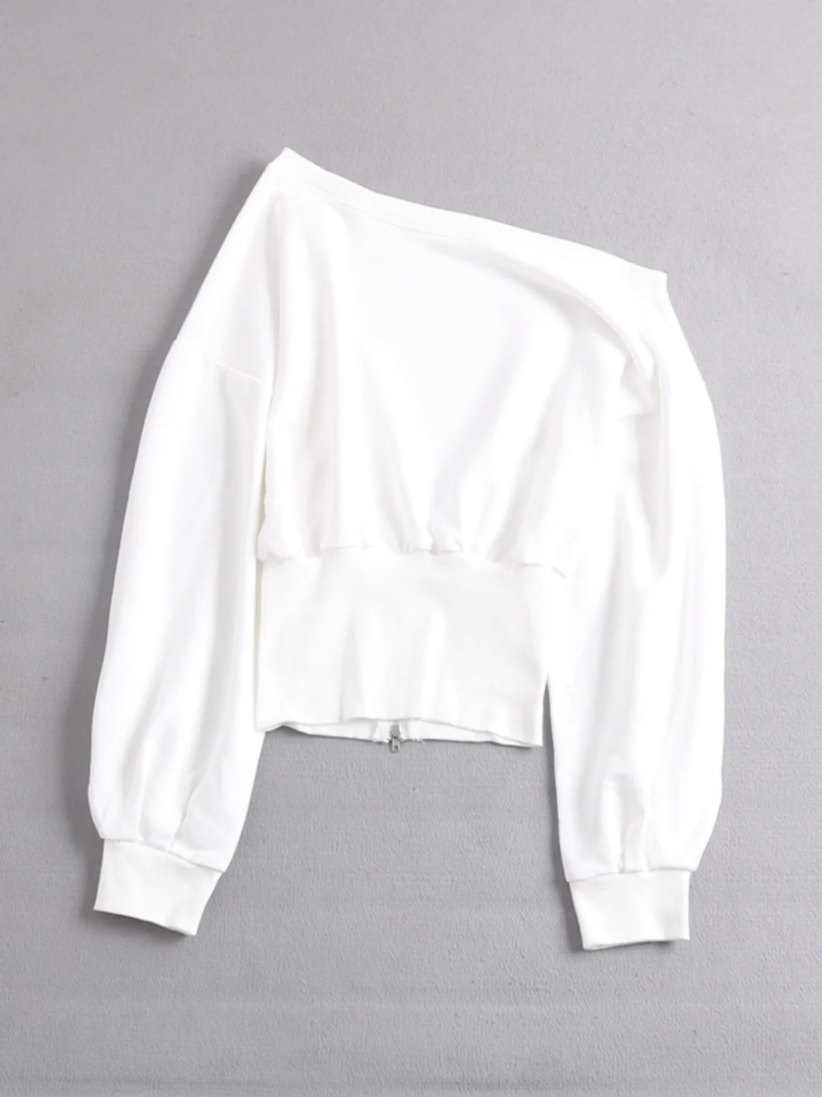 

Сексуальная укороченная толстовка с открытыми плечами и высокой талией, на молнии, с длинными рукавами, свободного кроя, в конфетных цветах, в уличном стиле, для женщин