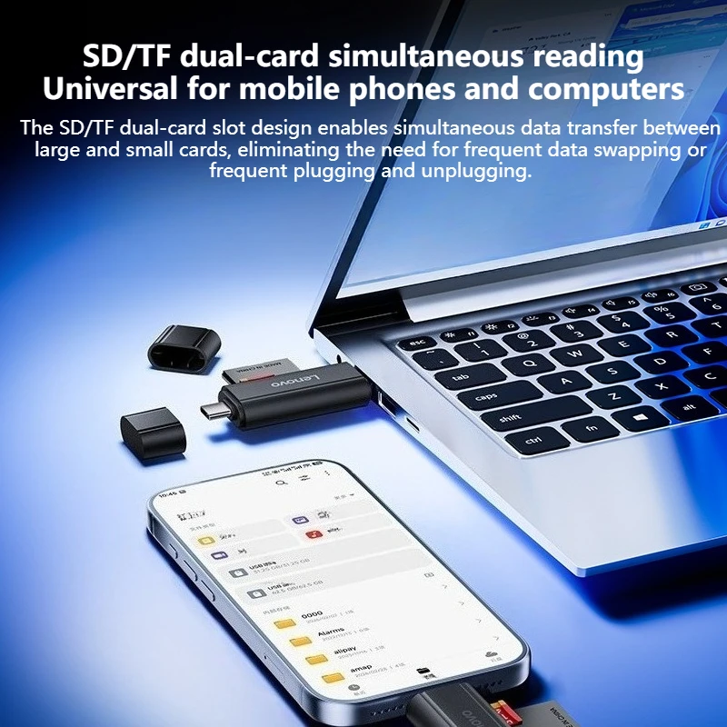 Lenovo 2 in 1 Card Reader USB3.0 & Type C Universal Card Adapter Multifunctional adapter for SD Card & Micro sd Card