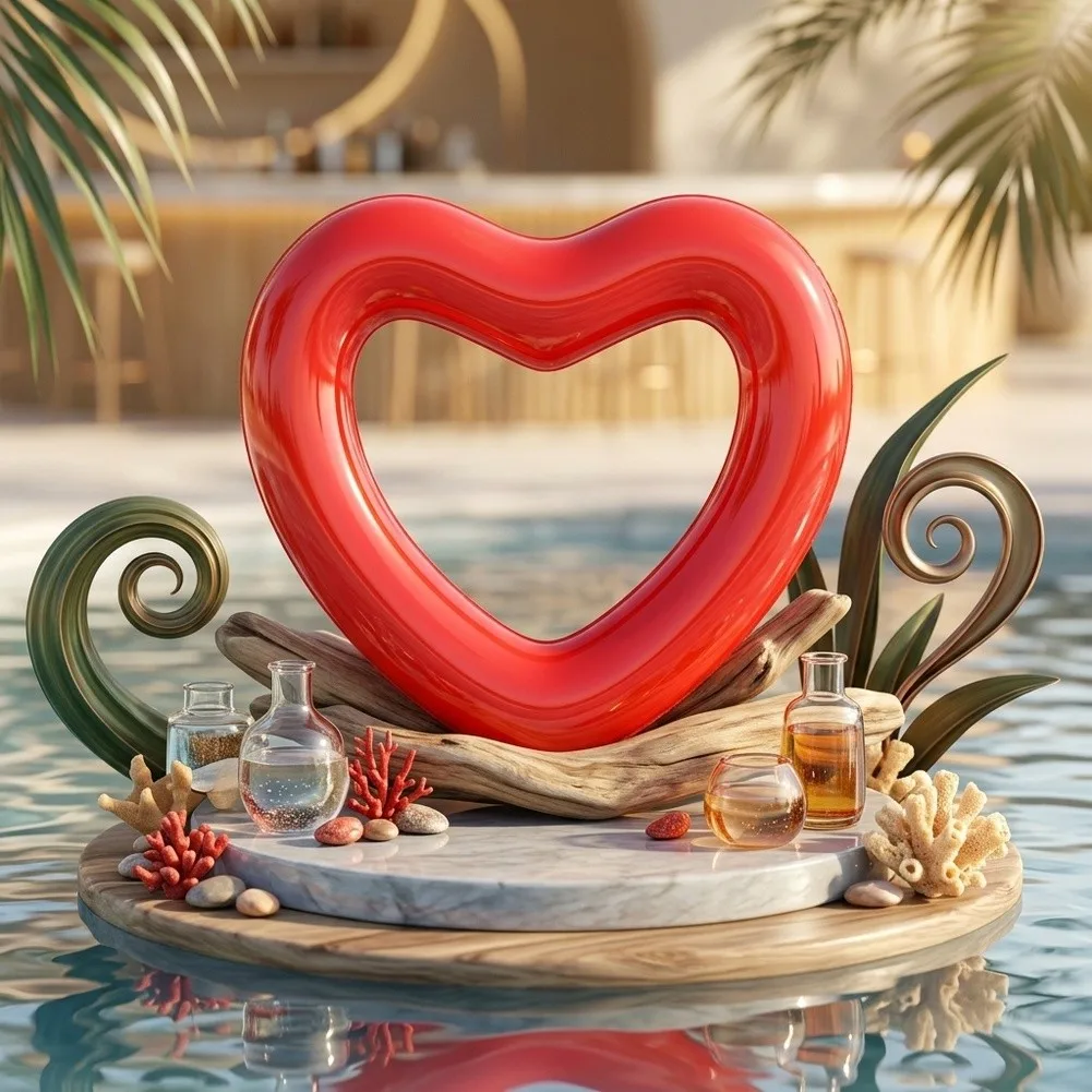 Heart Design Inflatable Ring for Swimming Support Floating and Decorative Use During For Pool Parties and Vacation Trips