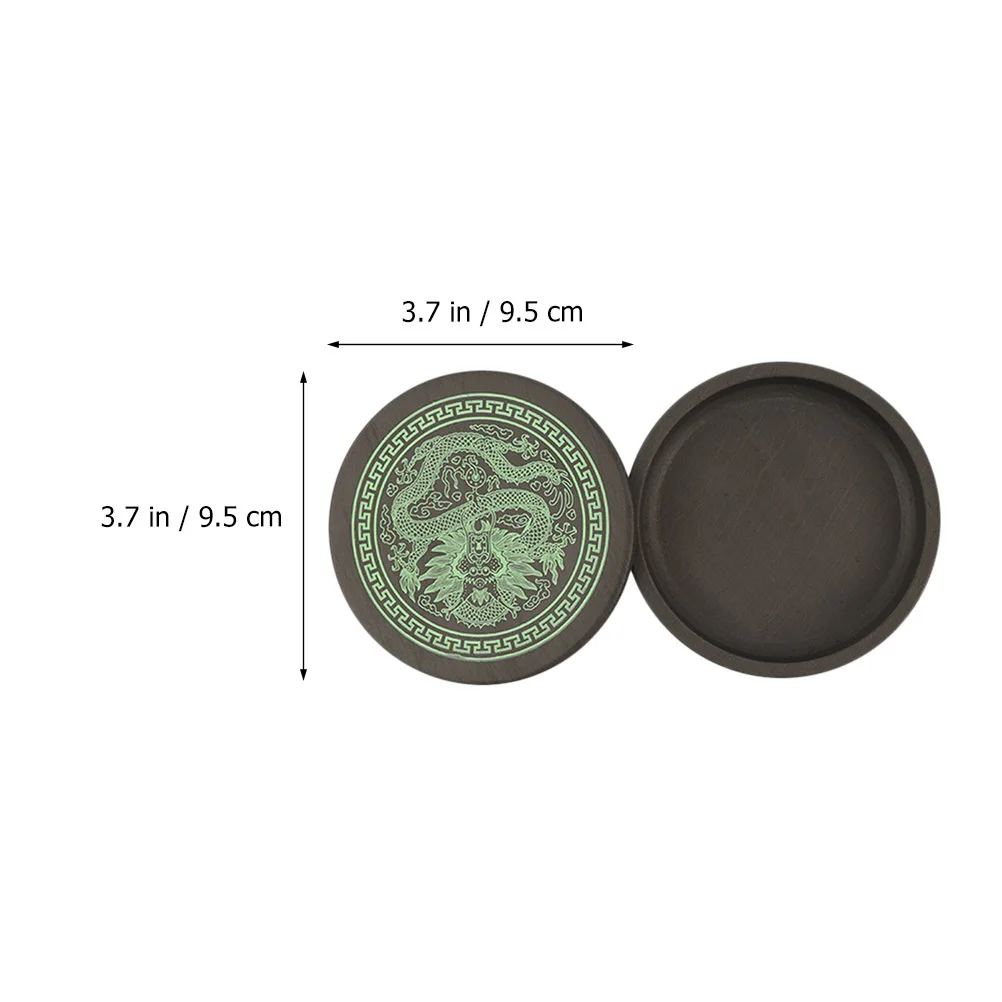 1Set Inkstone Set Calligraphy Inkstone 4 Inch Round Natural Inkslab Smooth Surface Ink Grinding Stone Calligraphy Inkslab