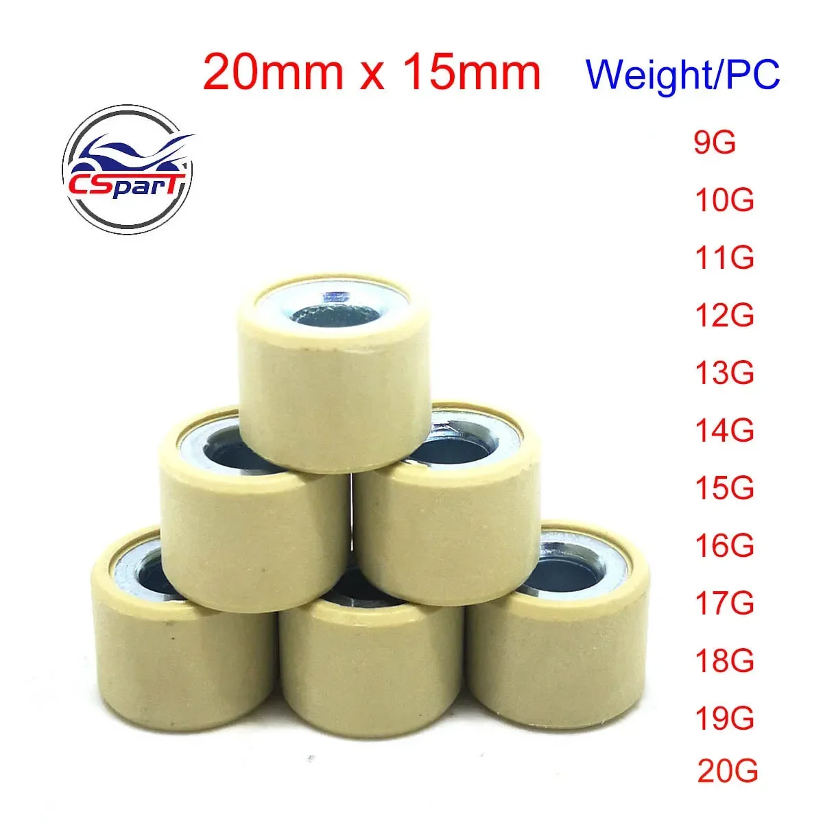 20x15 9G 10G 11G 12G 13G 14G 15G 16G 17G 18G 19G 20G Variator Roller For PCX 125 150 160 HONDA SPI CLICK VARIO SYM SUZUKI KYMCO