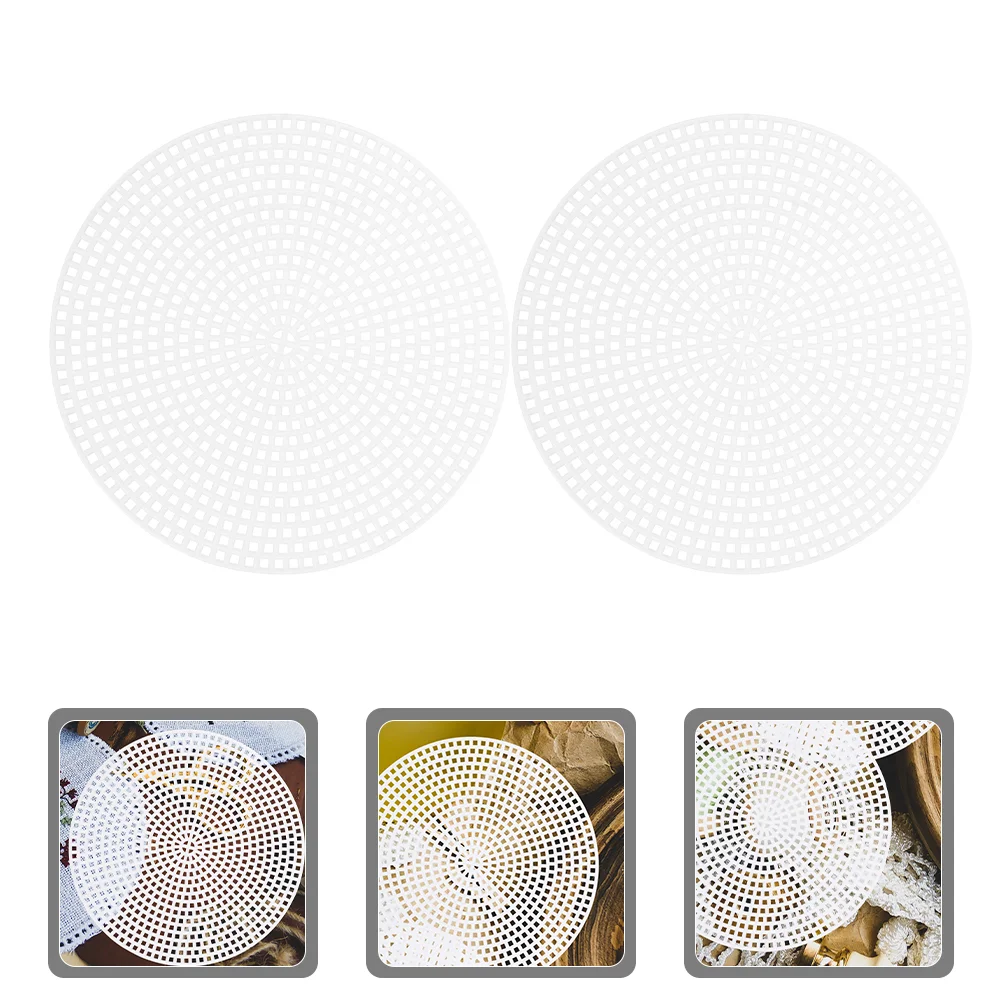 20 Pcs Round Cross Stitch Grid Sheets Plastic Mesh Canvas Kit Embroidery Circle Handmade Craft White Multi for Sewing