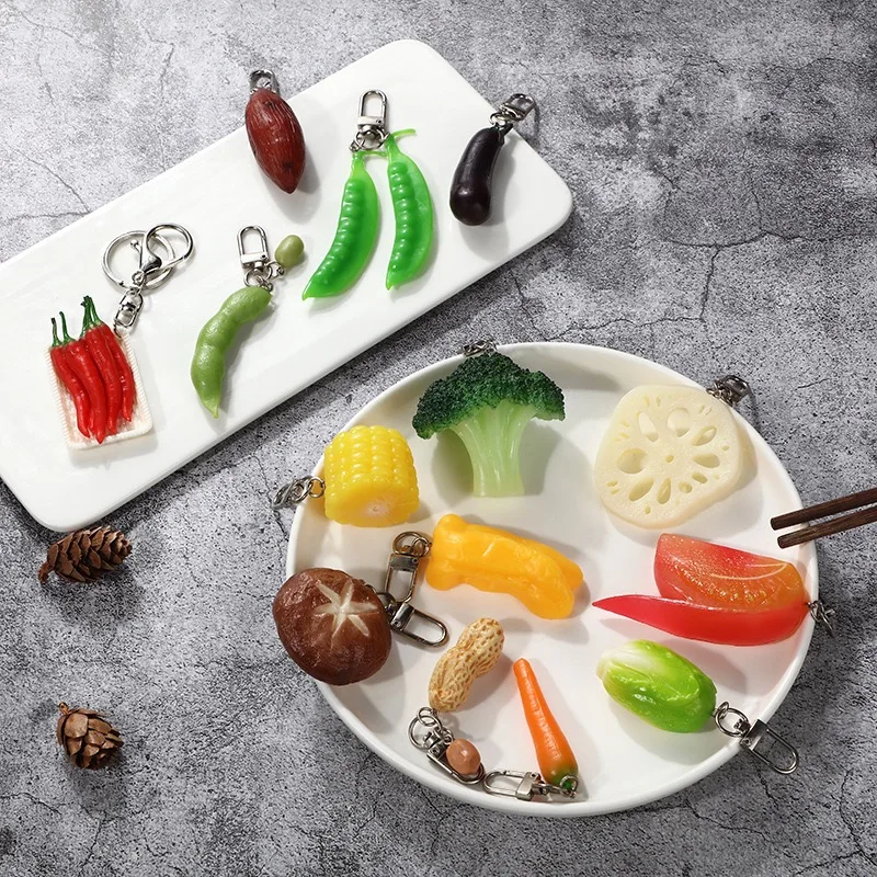 Simulated Vegetable Pendant Keychain Unisex Early Childhood Education Photography Props Bag Key Hanging Fun Plant Accessories