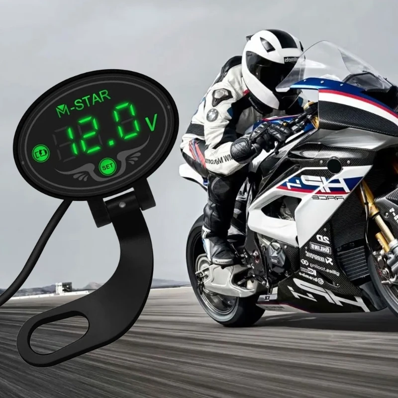 Motorcycle Accessories Digital Voltmeter LED Display Voltage Panel Meter Voltmeter Gauge for DC 9V-24V Volt Meter Waterproof