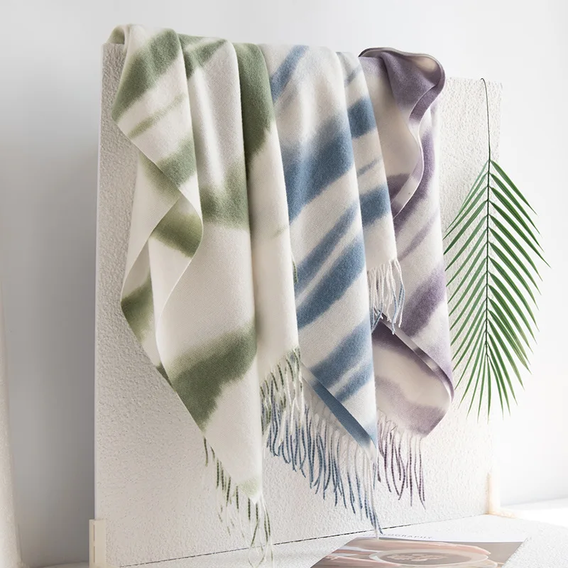 Winter Striped Scarf Fringed Long Scarf Zebra Pattern High Sense Autumn and Winter Shawl Imitation Cashmere Warm Scarf