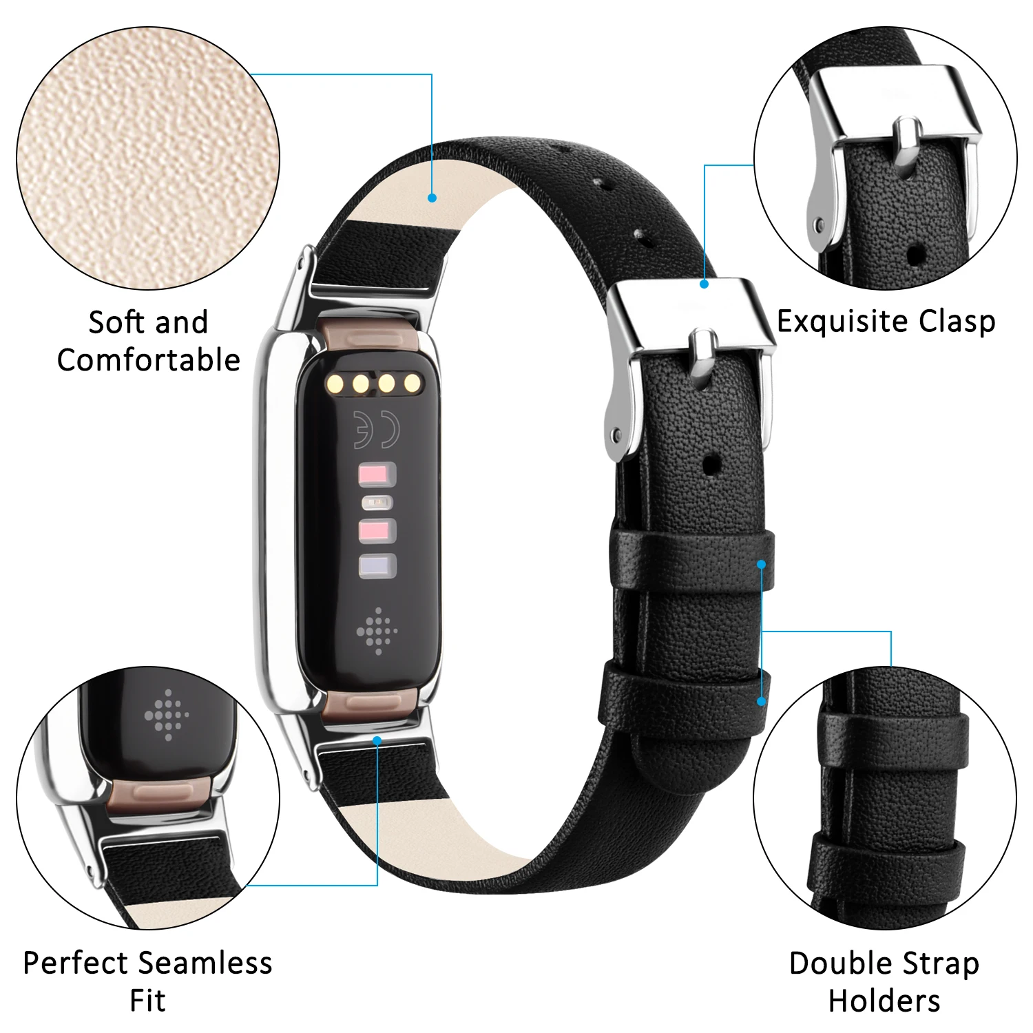 100% Leather Strap For Fitbit Luxe Band Bracelet Watchband Replacement For Fitbit Luxe Strap Correa Adjustable Wristband