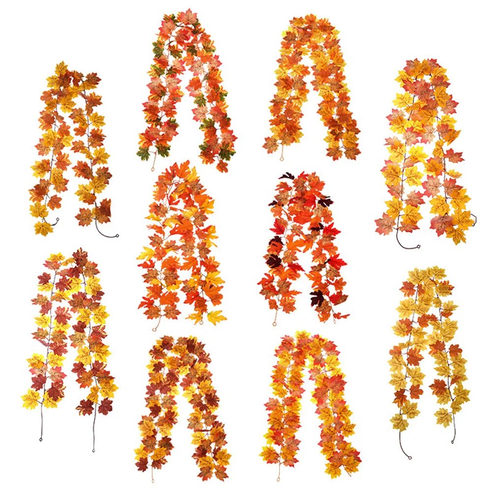 Artificial Maple Leaf Garland Vine Autumn Hanging Vine Plants For Wedding Thanksgiving Day Halloween Scenic Area Garden Decor