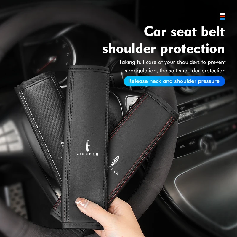 Car Seat Belt Embossed Shoulder Pad Decompression Comfort For Lincoln Navigator Continental Corsair MKC Nautilus Voyager