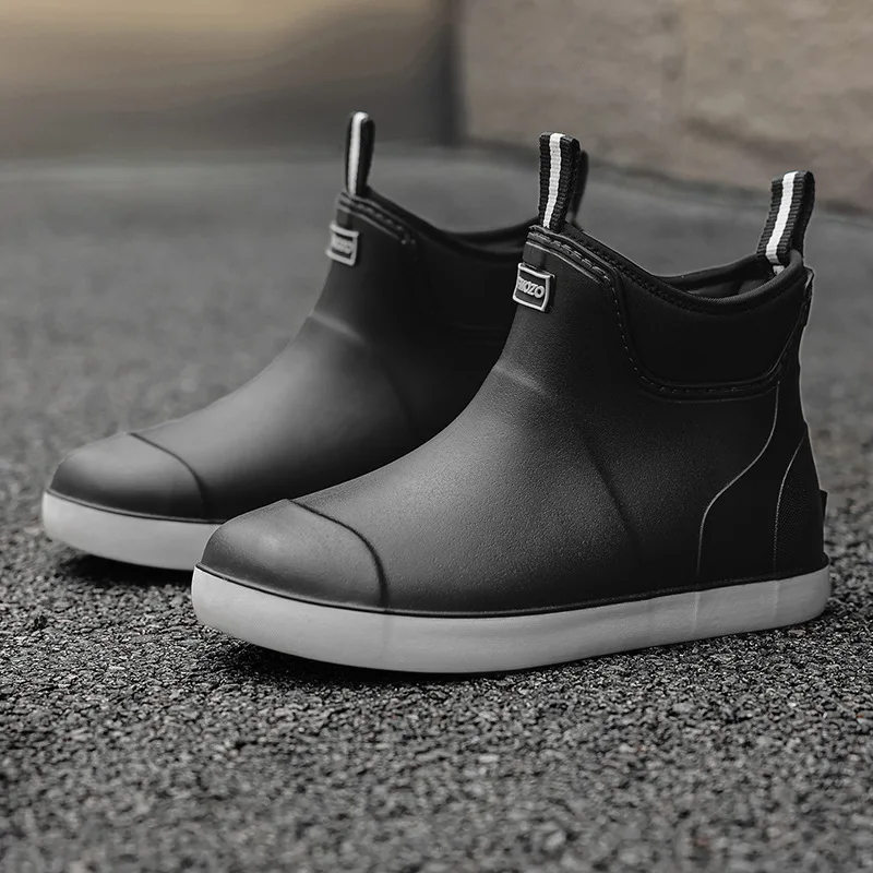 Waterproof Short Rain Boots For Men Lightweight Non Slip Ankle Rubber Boots Outdoor Fishing Sailing Gardening Casual Water Shoes