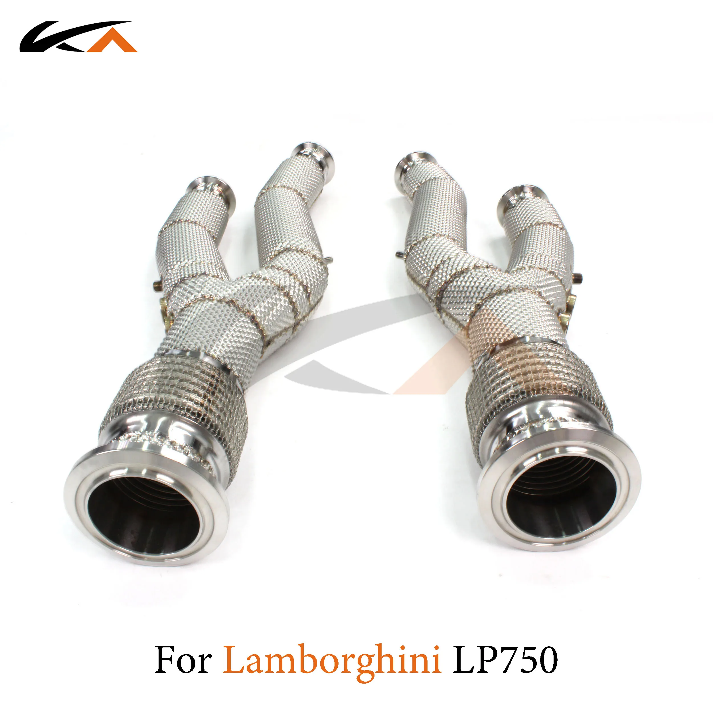 KA Tuning downpipe exhaust stainless headers for Lamborghini LP750 axle pipe performance part heat shield catalysis