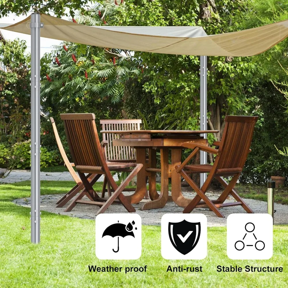 Imagem -05 - Sun Shade Sail Poles com D-clamps Toldos Shelter Silver Metal Pole Tarpaulin Encerado Pack