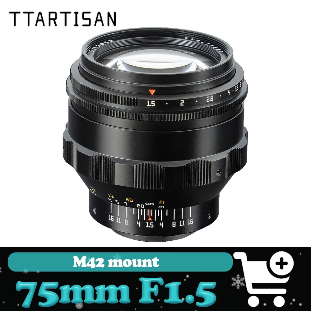 

Объектив TTArtisan 75mm F1.5 Full Frame Swirly Bokeh с ручной фокусировкой, большой диафрагмой и телескопическим эффектом, совместимый с M42