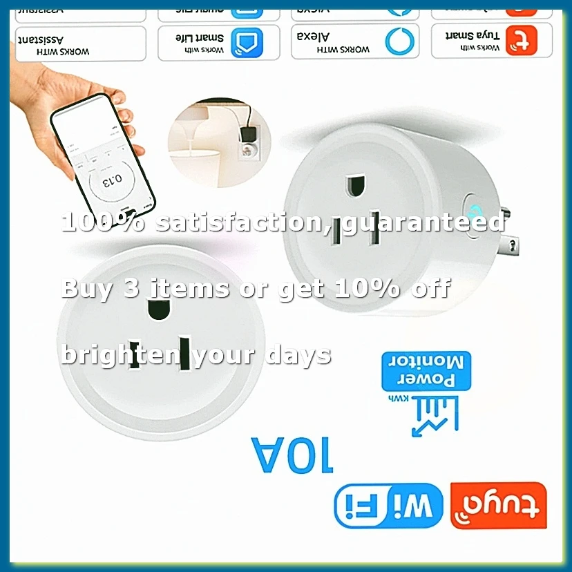 TUYA 10A Smart Plug WIFI Socket with Power Monitor Timing Function Voice Control Works US Plug