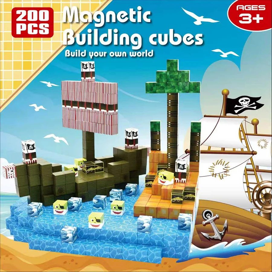 كتل مغناطيسية لعبة مكعب بناء مغناطيسي ألعاب بناء للأطفال لعبة تكديس مونتيسوري الجذعية ألعاب بناء البلاط الحسي