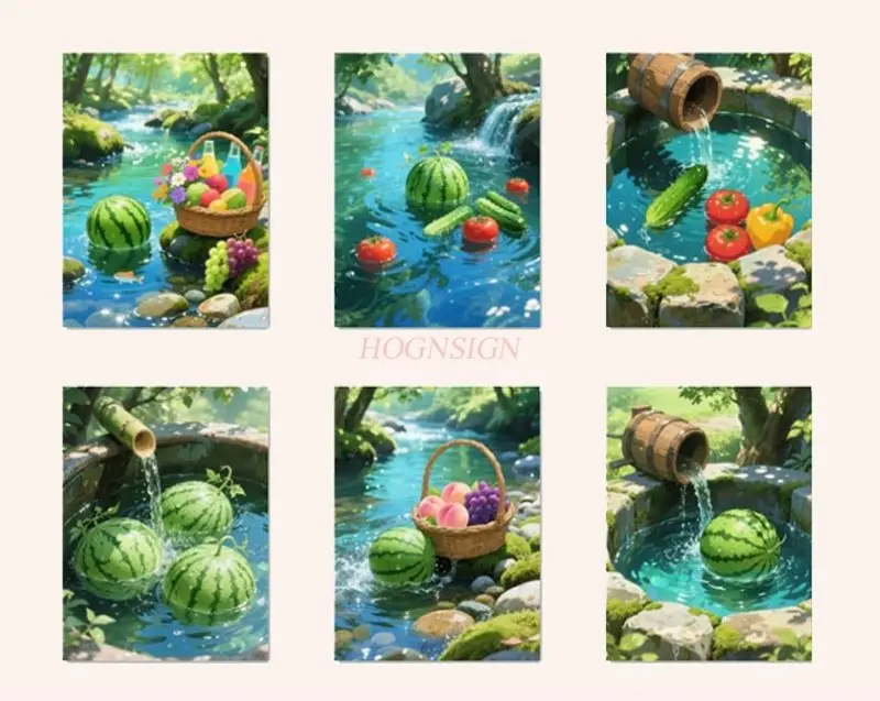1set Cool Fresh Fruit DIY Digital Oil Painting 2025 New Acrylic Painting Handmade Fill Color Decoration Painting