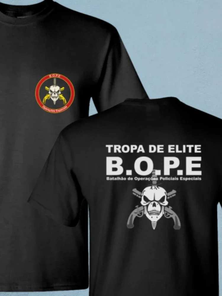 BOPE Brazil Special Elite Forces Military Tropa De Elite Men T-Shirt Short Sleeve Casual 100% Cotton Shirt