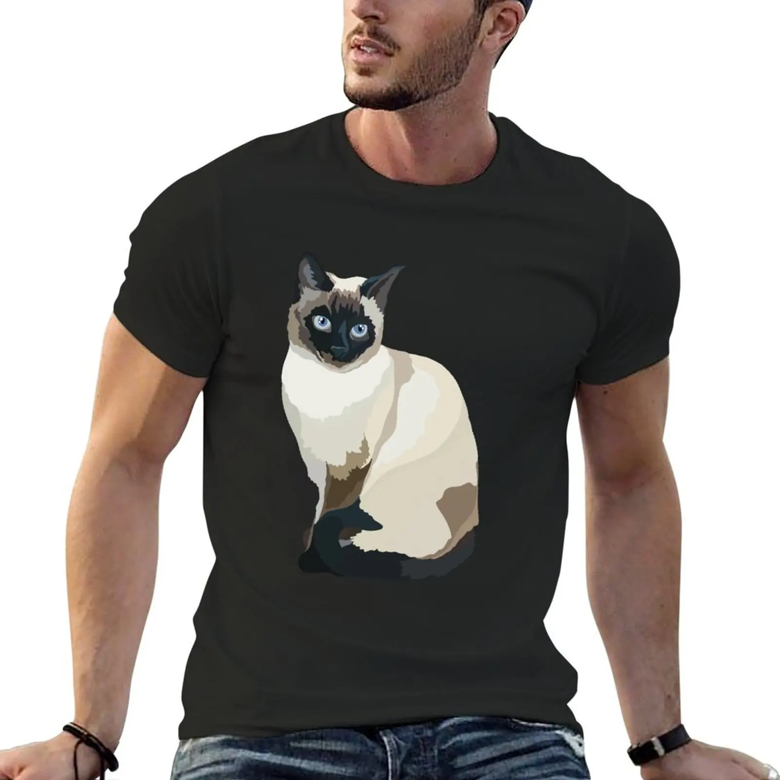 S is for Siamese Cat T-Shirt man t shirt summer tops custom shirt mens cotton t shirts