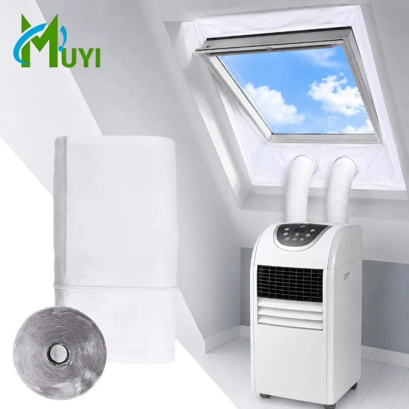 Portable AC Window Seal Kit for Skylight Central Pivot Window Mobile Air Conditioner Window Kit Air Exchange Guards Zipper Seal