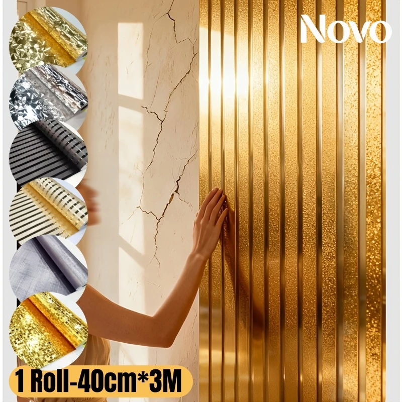 3D Metallic Water Ripple Self Adhesive Wallpaper, Thick Foam Peel and Stick Wall Panels,Luxury Gold Wall Decor for Home Interior