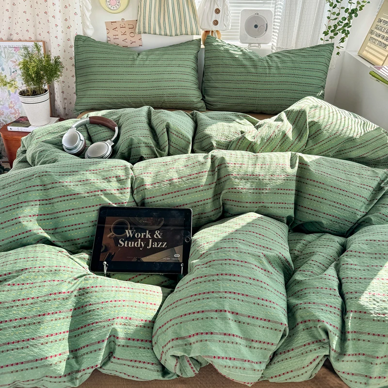 Double-layer Gauze Duvet Cover Set Simple Style Comforter Cover with Pillowcase Quilt Cover funda nórdica cama 150x200 이불커버