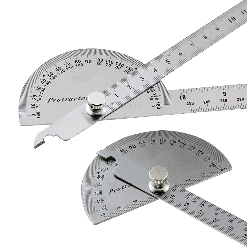 180 Degree Protractor Metal Angle Finder Angle Ruler Woodworking Tools Measuring Ruler Angle Meter Stainless Steel Goniometer