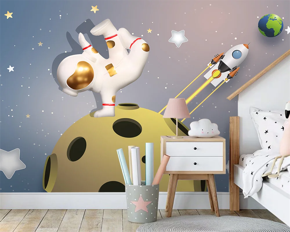 

beibehang Customized modern papel de parede hand-painted abstract cartoon space planet children's room background wallpaper