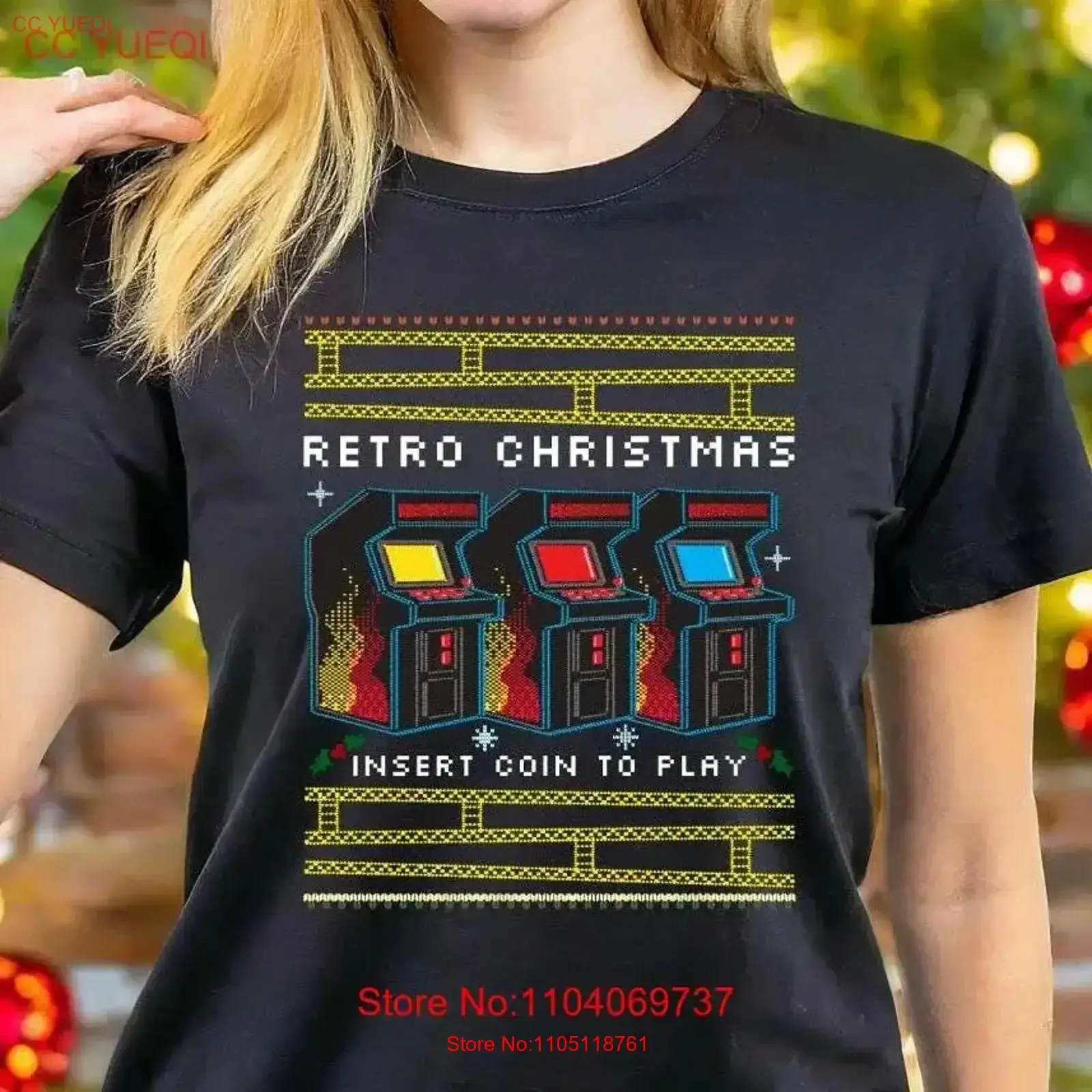 Retro Christmas Insert Coin To Play T shirt Happy Merry Xmas Video Games Vintage Gamer Old Fashion Arcade 80s Festive vintage