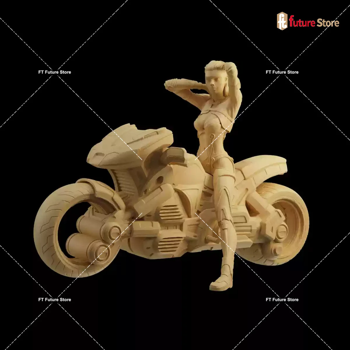 女の子のためのオートバイのフィギュア,3Dプリントミニチュア,クリエイティブなミニ人形,シーンプロップ,置物モデル,ジオラマ,1/64, 1/43, 1/35