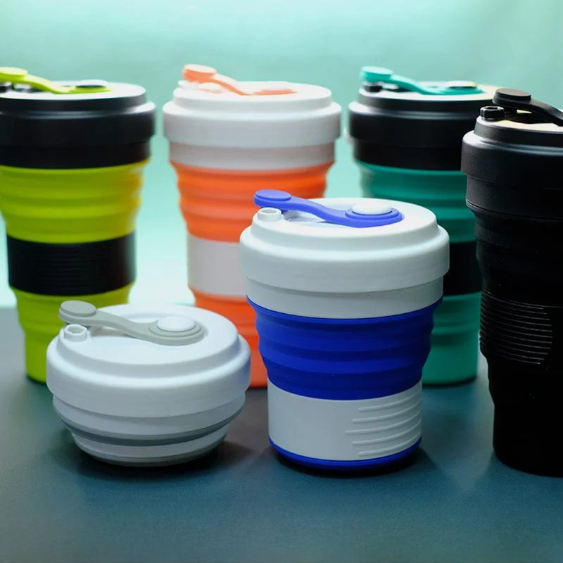 Travel Portable Large Capacity Silicone Folding Water Cup Compression Outdoor Camping Hiking Folding Storage Cup Straight Drink