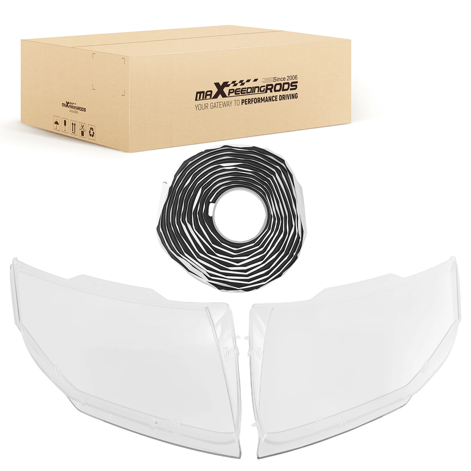 

Pair Headlight Lens Cover+Glue For Cadillac CTS 2008-2013 plastic