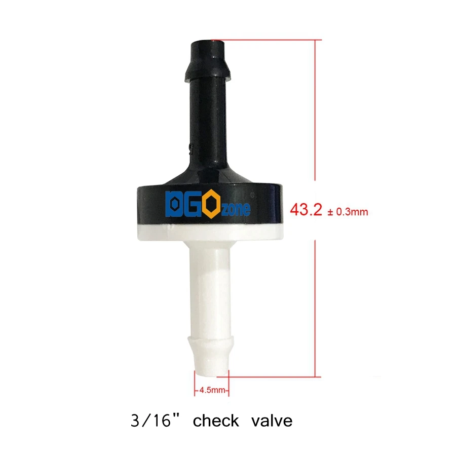 Válvula de retención de diafragma de plástico, conector unidireccional de Aire líquido, materiales ABS, 3/16, 3/8 y 1/4 pulgadas