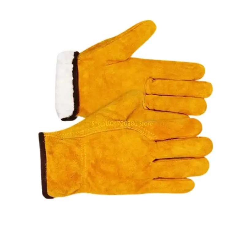 K0EA ถุงมือทำงานหนังสำหรับงานหนัก ถุงมือทำงานระบายอากาศ สวมถุงมือทำสวนที่สะดวกสบายสำหรับการก่อสร้างลาน