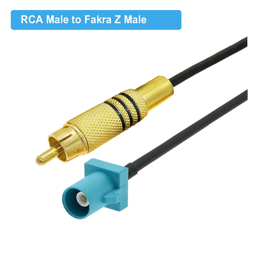 Fakra Z Male to RCA Male Plug Video Cable Adapter RG174 Pigtail   for Car Parking Reversing Rear View Camera 15cm-10m