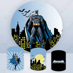 Superhero Batman Round Photography  Backdrop The Dark Knight Boys Birthday Party Circle Photo Background Booth Plinth Covers