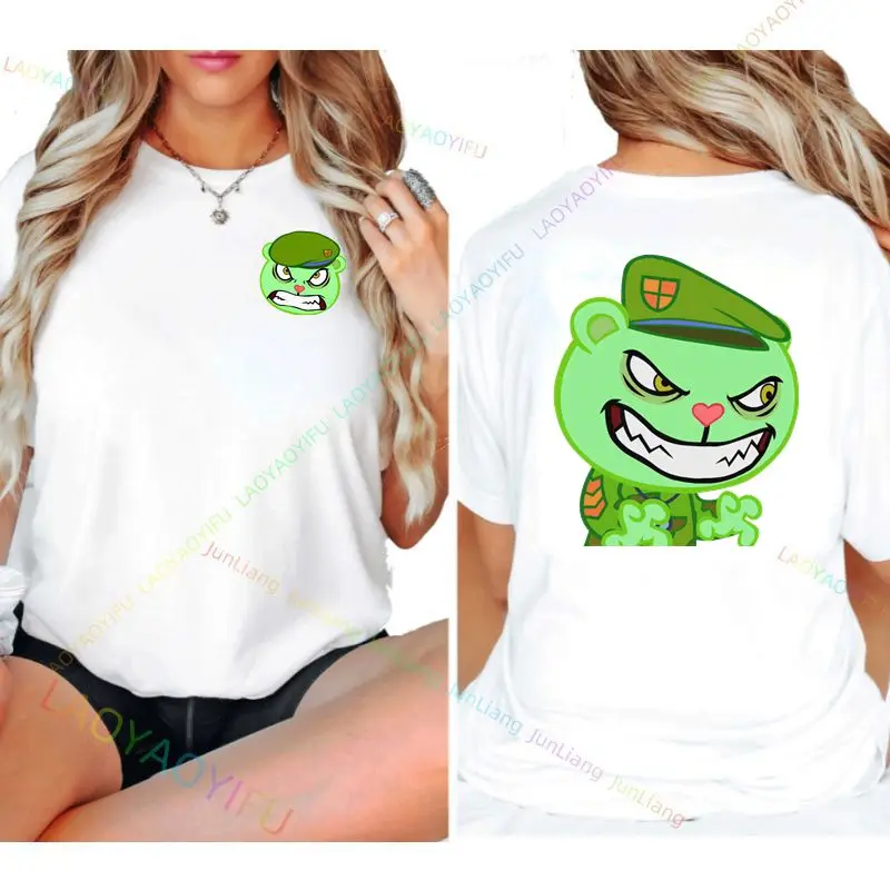 تي شيرت كاواي للنساء والرجال ، موضة الشارع ، المرح ، الشجرة السعيدة ، الأصدقاء ، الحلوى ، رسومات الكارتون ، القطن ، قمة الهدايا #6