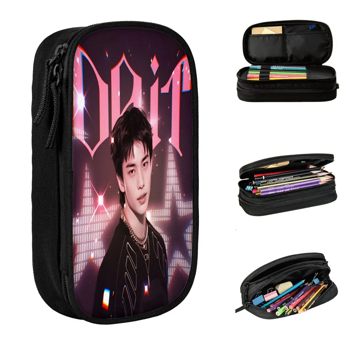 

Kpop Do It альбом пенал S-образный полосатый пенал на молнии для мальчиков и девочек эстетические большие школьные пеналы канцелярские принадлежности